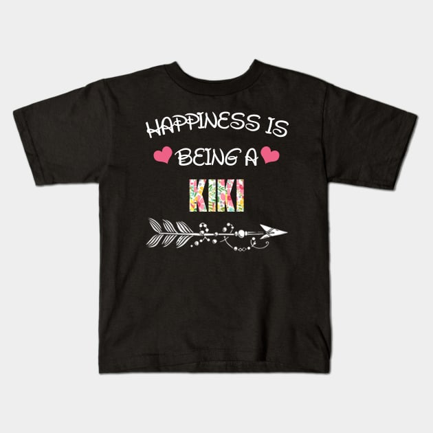 Happiness is being kiki floral gift Kids T-Shirt by DoorTees